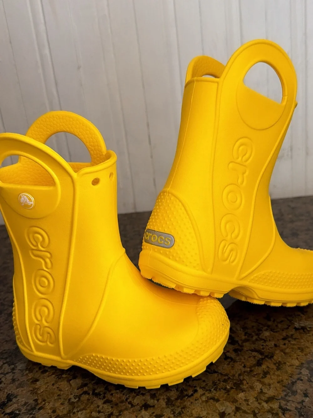 CROCS Kids' Bright Yellow Handle Rain Boots